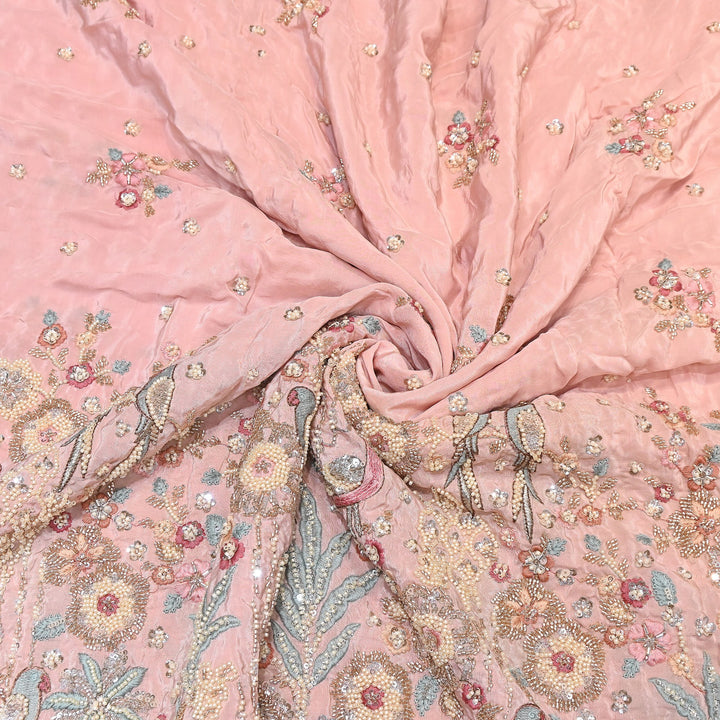 Premium Crepe Moti & Sequence Embroidery Fabric | Designer Fabric - V2651C-5