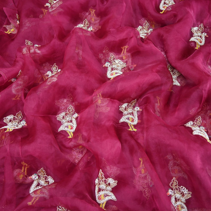 Pure Silk Organza Cut Dana & Zari Embroidery Fabric