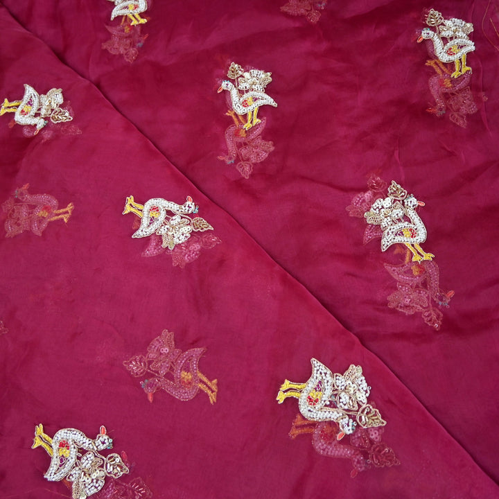 Pure Silk Organza Cut Dana & Zari Embroidery Fabric