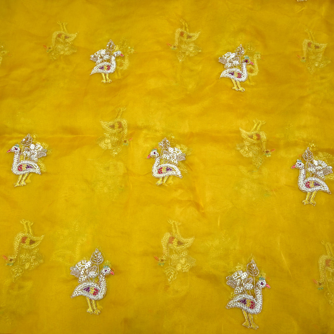 Pure Silk Organza Cut Dana & Zari Embroidery Fabric