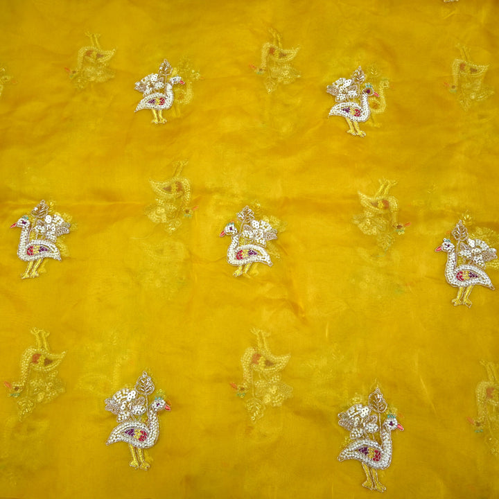 Pure Silk Organza Cut Dana & Zari Embroidery Fabric