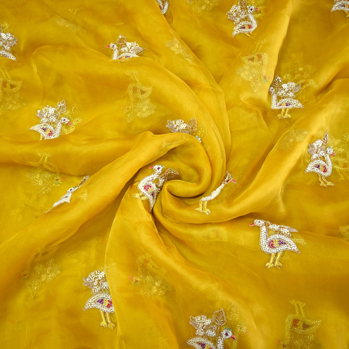 Pure Silk Organza Cut Dana & Zari Embroidery Fabric