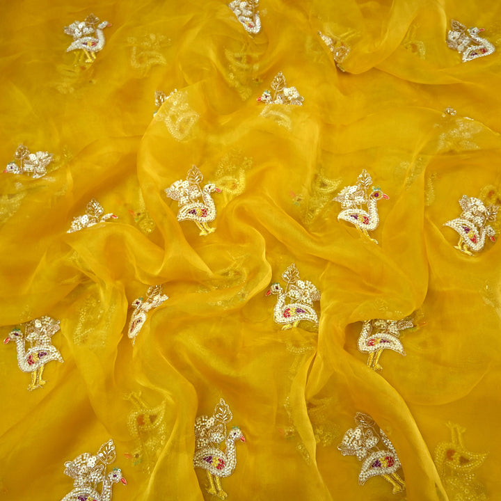 Pure Silk Organza Cut Dana & Zari Embroidery Fabric