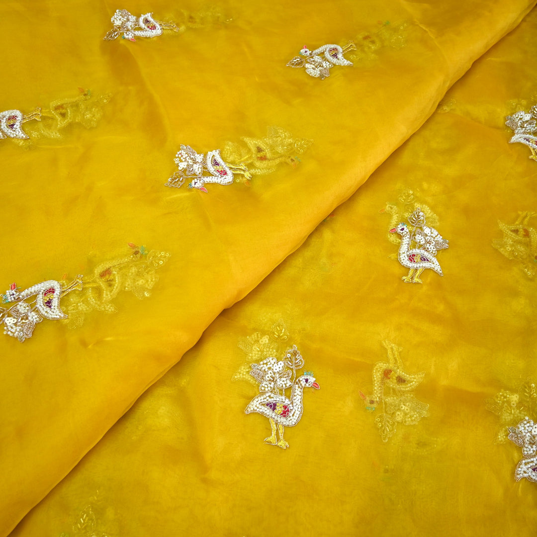 Pure Silk Organza Cut Dana & Zari Embroidery Fabric
