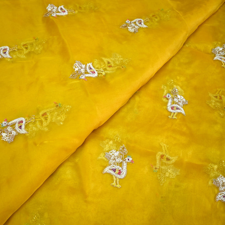 Pure Silk Organza Cut Dana & Zari Embroidery Fabric