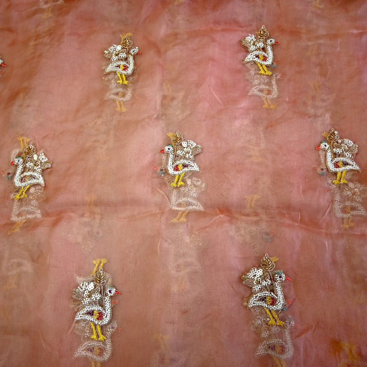 Pure Silk Organza Cut Dana & Zari Embroidery Fabric