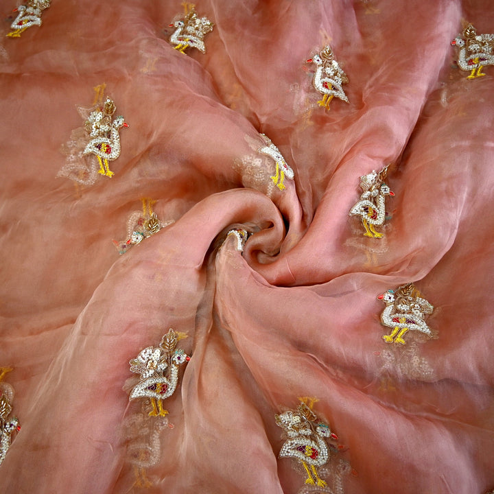 Pure Silk Organza Cut Dana & Zari Embroidery Fabric