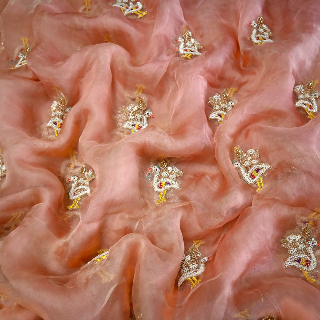 Pure Silk Organza Cut Dana & Zari Embroidery Fabric