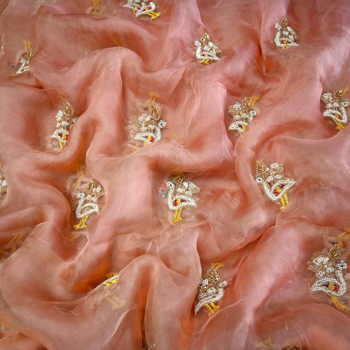 Pure Silk Organza Cut Dana & Zari Embroidery Fabric