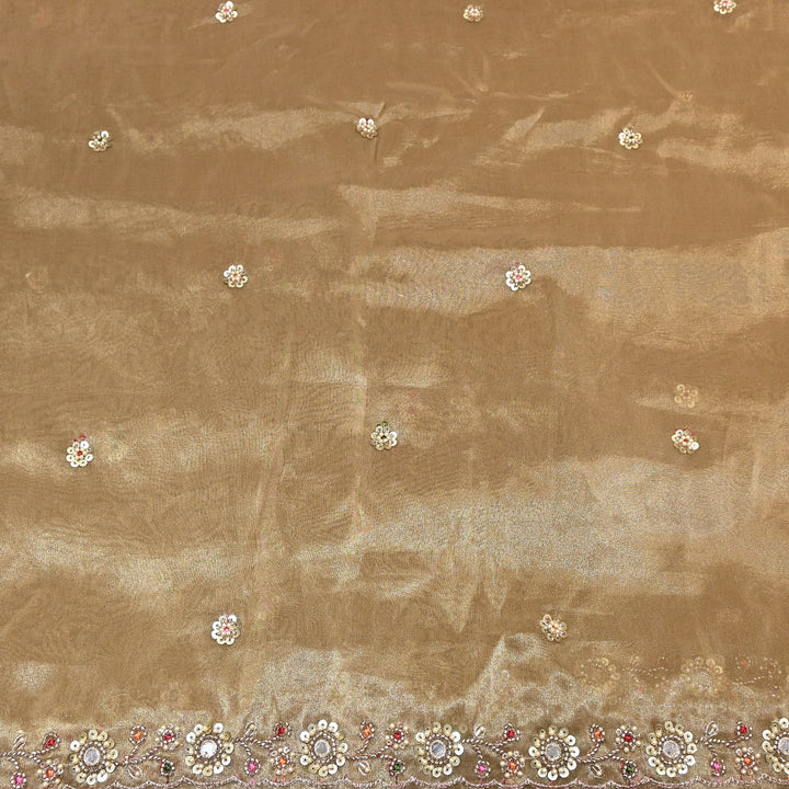 Bamber Tissue Zari & Mirror Work Embroidery Fabric | Designer Fabric - V2650C-1
