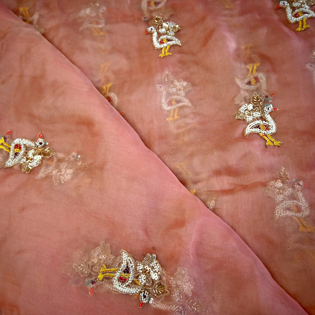 Pure Silk Organza Cut Dana & Zari Embroidery Fabric