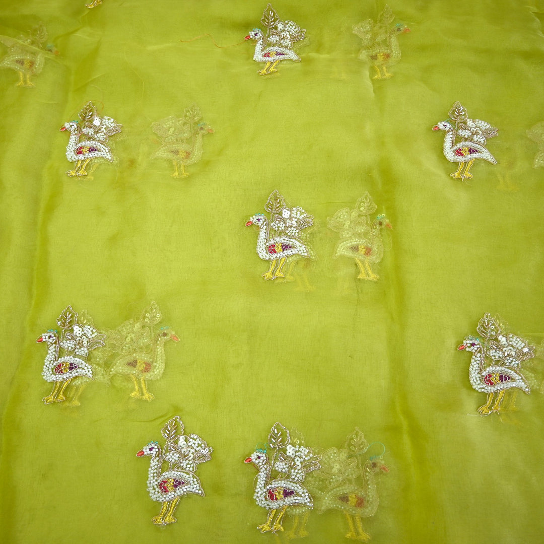 Pure Silk Organza Cut Dana & Zari Embroidery Fabric