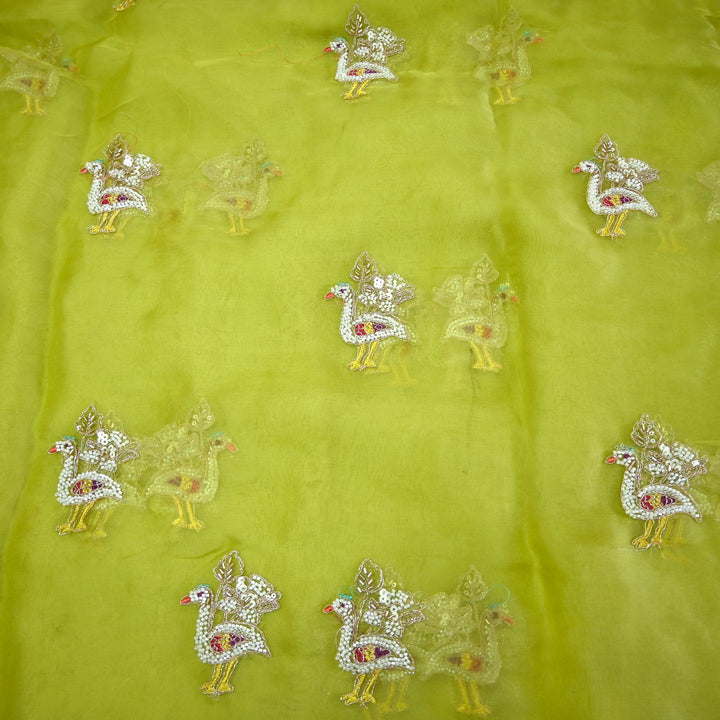 Pure Silk Organza Cut Dana & Zari Embroidery Fabric