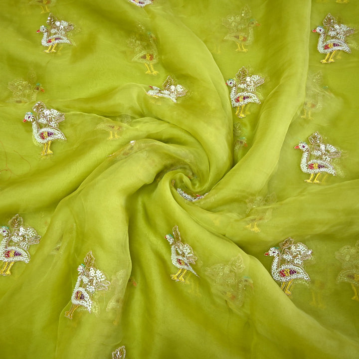 Pure Silk Organza Cut Dana & Zari Embroidery Fabric