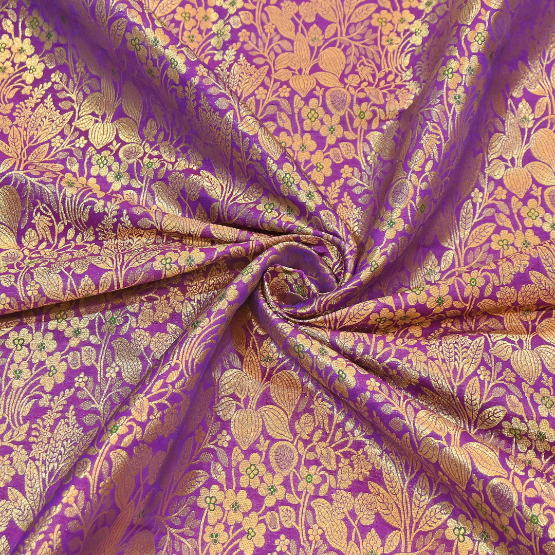 Paudi Mina Jaal Brocade Fabric – Traditional Designer Banarasi-Style Brocade | HSO240-5