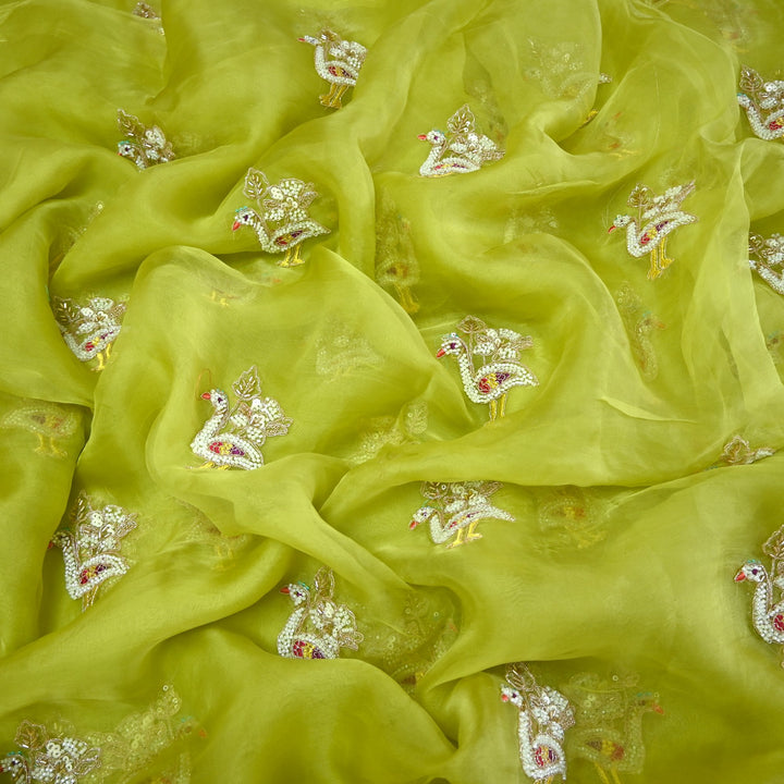 Pure Silk Organza Cut Dana & Zari Embroidery Fabric