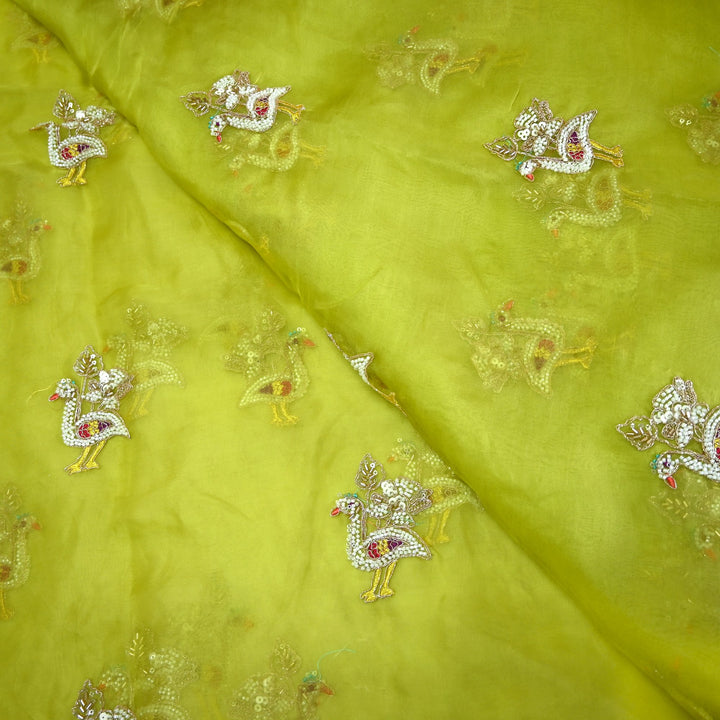 Pure Silk Organza Cut Dana & Zari Embroidery Fabric