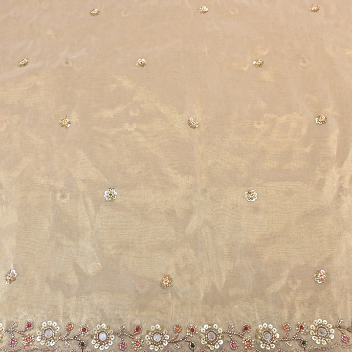 Bamber Tissue Zari & Mirror Work Embroidery Fabric | Designer Fabric - V2650C-2