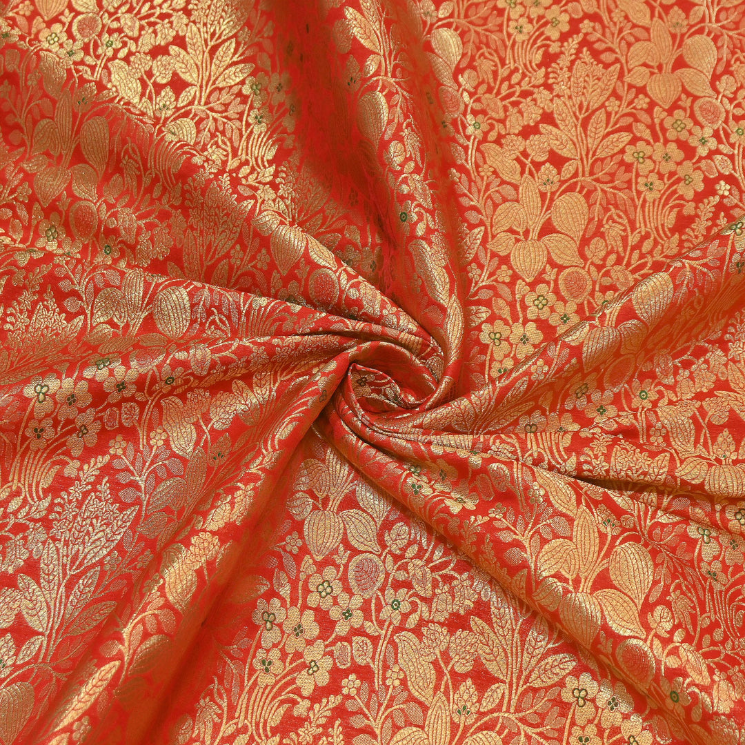 Paudi Mina Jaal Brocade Fabric – Traditional Designer Banarasi-Style Brocade | HSO240-8
