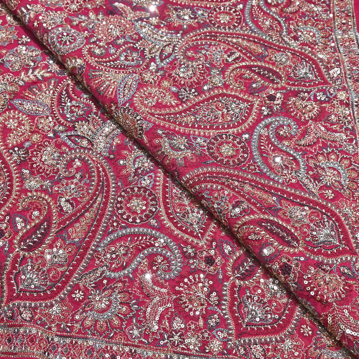 Luxury Geoegette Thread & Sequence Embrodered Fabric - Designer Fabric D28787-1