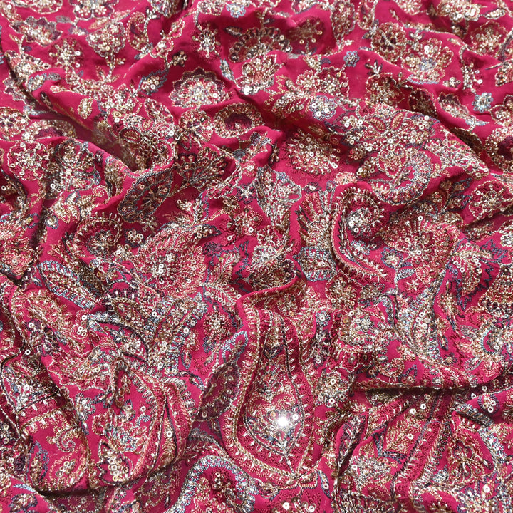 Luxury Geoegette Thread & Sequence Embrodered Fabric - Designer Fabric D28787-1