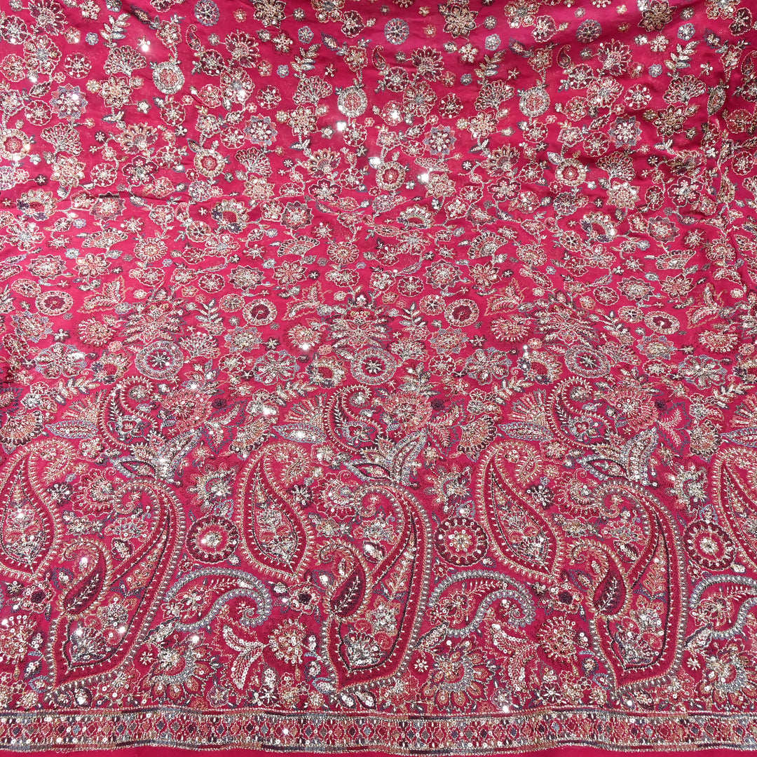 Luxury Geoegette Thread & Sequence Embrodered Fabric - Designer Fabric D28787-1