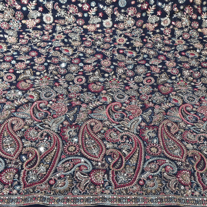 Luxury Geoegette Thread & Sequence Embrodered Fabric - Designer Fabric D28787-2