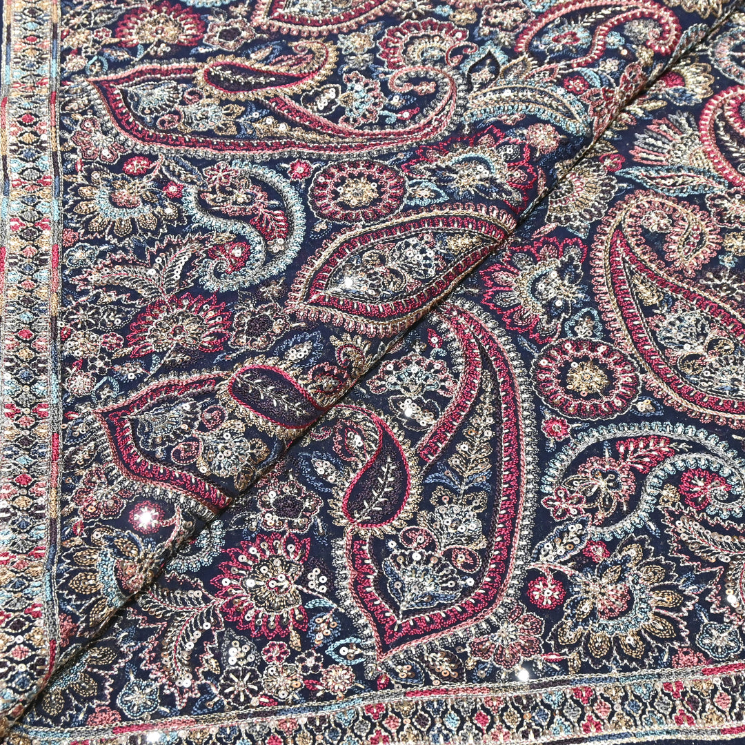 Luxury Geoegette Thread & Sequence Embrodered Fabric - Designer Fabric D28787-2