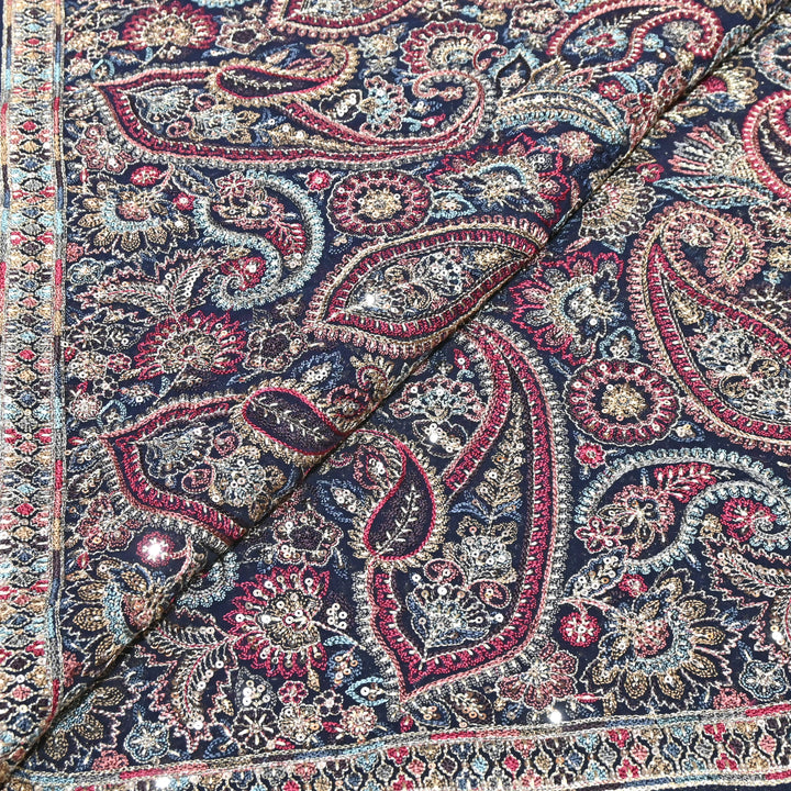 Luxury Geoegette Thread & Sequence Embrodered Fabric - Designer Fabric D28787-2