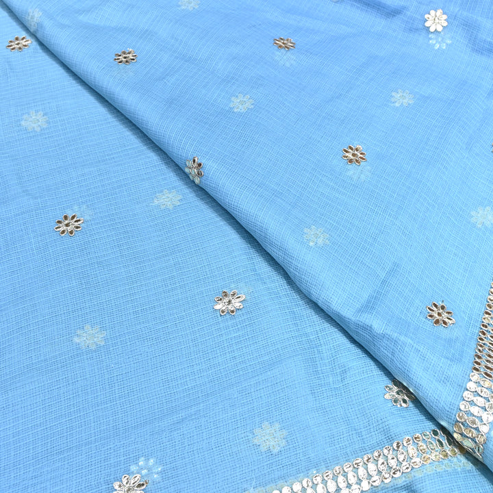 Kota Zari Foil Embroidery Fabric – Lightweight Designer Ethnic Fabric 200156-4