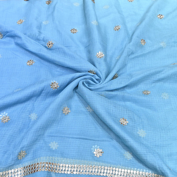 Kota Zari Foil Embroidery Fabric – Lightweight Designer Ethnic Fabric 200156-4