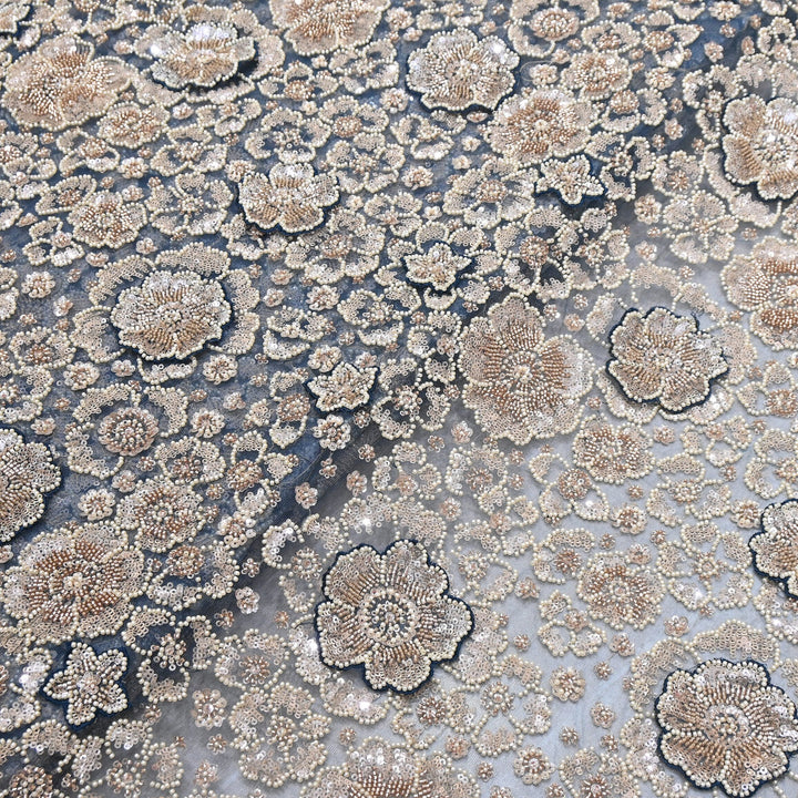 Premium Net Moti & Sequins Embroidery Fabric | Designer Fabrics | V2791C-01