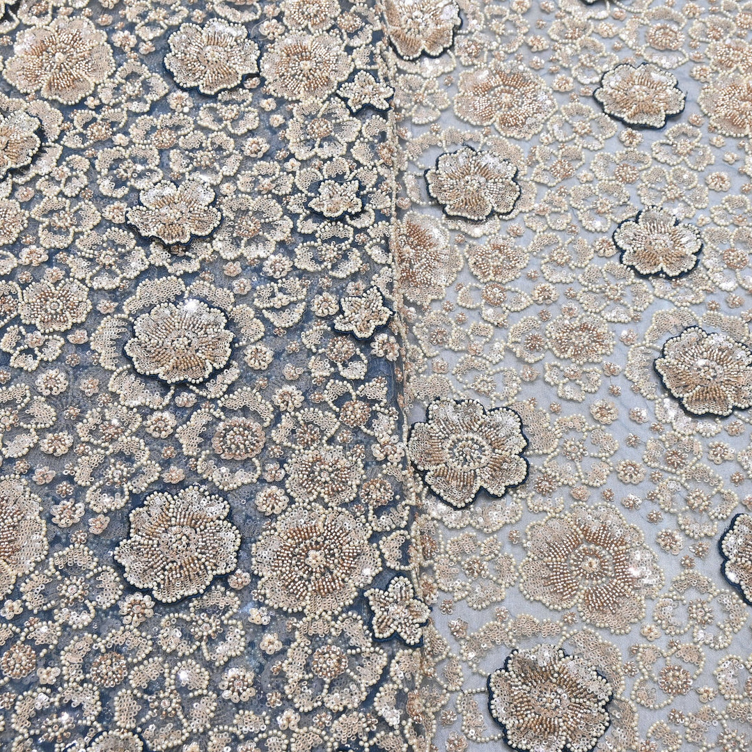 Premium Net Moti & Sequins Embroidery Fabric | Designer Fabrics | V2791C-01