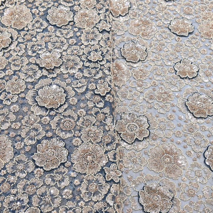 Premium Net Moti & Sequins Embroidery Fabric | Designer Fabrics | V2791C-01