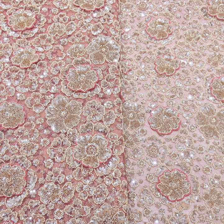 Premium Net Moti & Sequins Embroidery Fabric | Designer Fabrics | V2791C-02