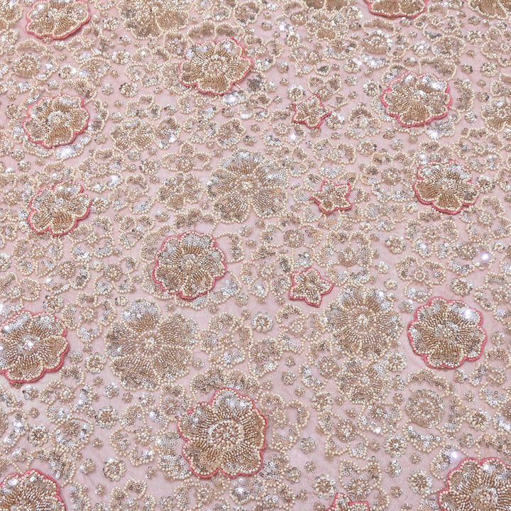 Premium Net Moti & Sequins Embroidery Fabric | Designer Fabrics | V2791C-02