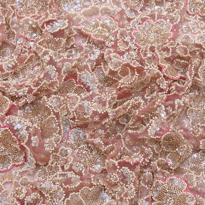 Premium Net Moti & Sequins Embroidery Fabric | Designer Fabrics | V2791C-02