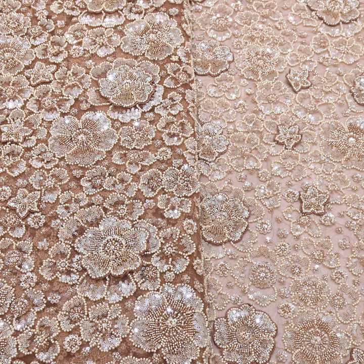 Premium Net Moti & Sequins Embroidery Fabric | Designer Fabrics | V2791C-03
