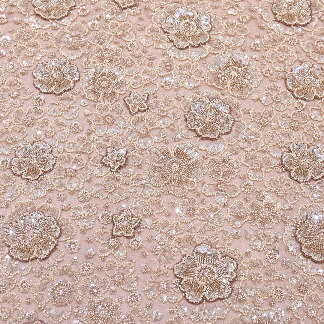 Premium Net Moti & Sequins Embroidery Fabric | Designer Fabrics | V2791C-03