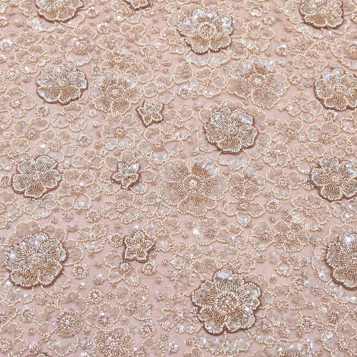 Premium Net Moti & Sequins Embroidery Fabric | Designer Fabrics | V2791C-03