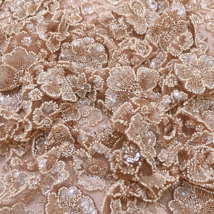 Premium Net Moti & Sequins Embroidery Fabric | Designer Fabrics | V2791C-03