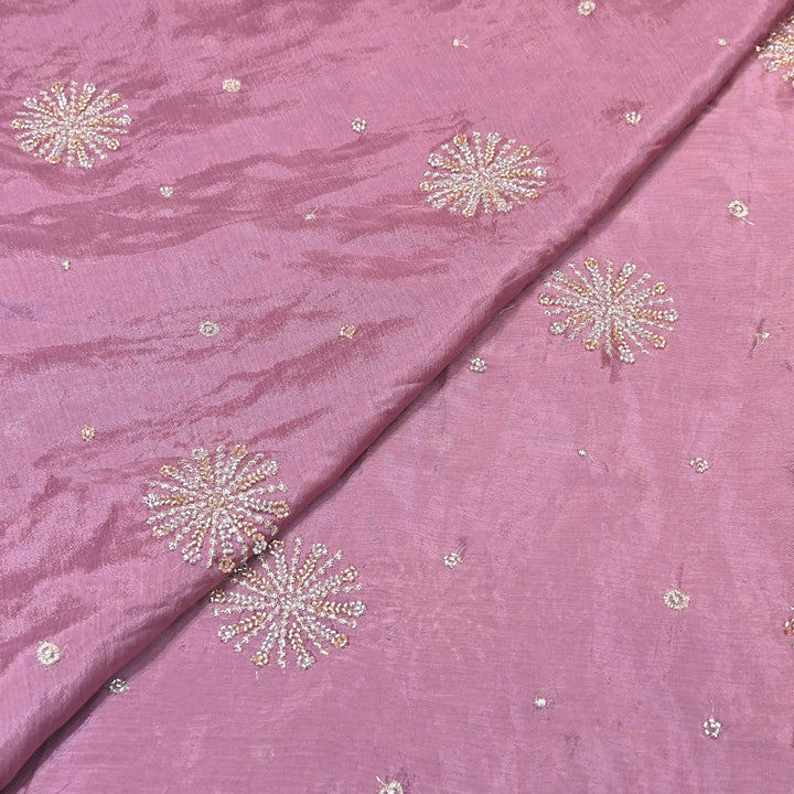 Chinon Zari & Moti Work Embroidery Fabric | Designer Fabric - V2615C-1