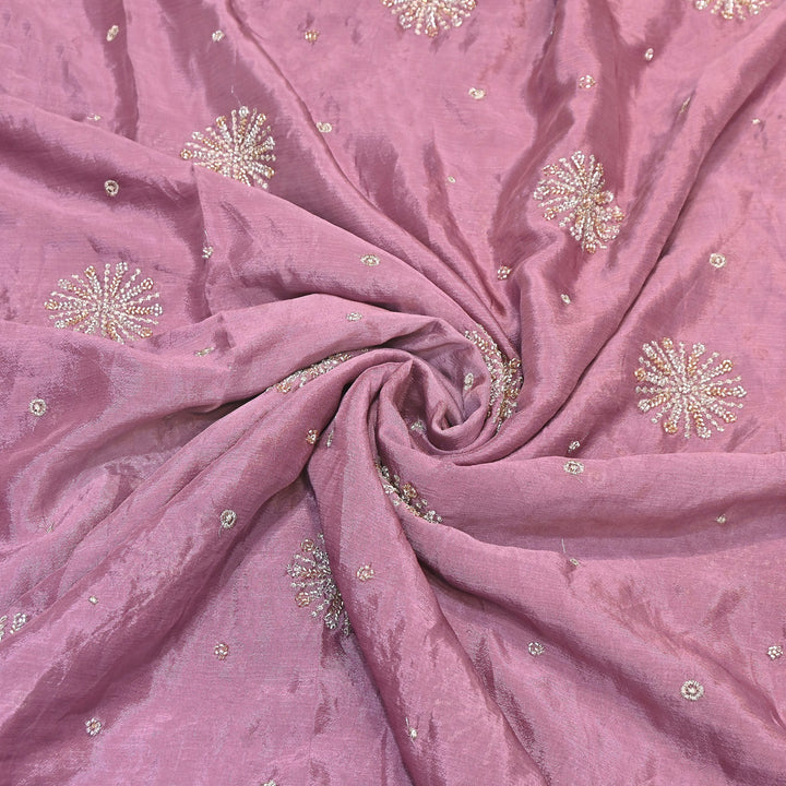 Chinon Zari & Moti Work Embroidery Fabric | Designer Fabric - V2615C-1