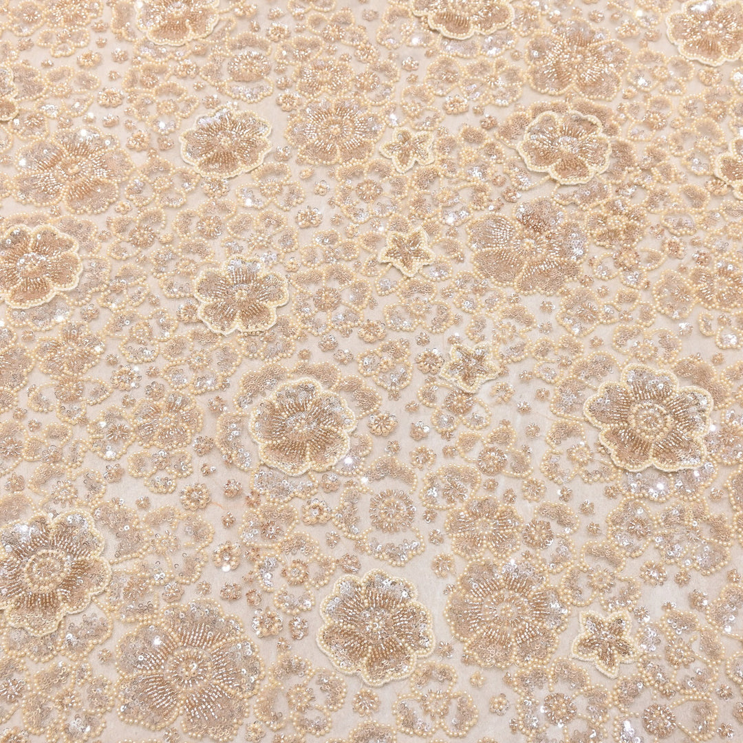 Premium Net Moti & Sequins Embroidery Fabric | Designer Fabrics | V2791C-04