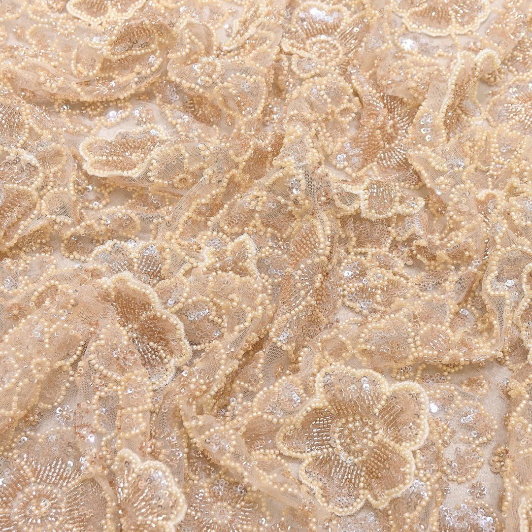 Premium Net Moti & Sequins Embroidery Fabric | Designer Fabrics | V2791C-04