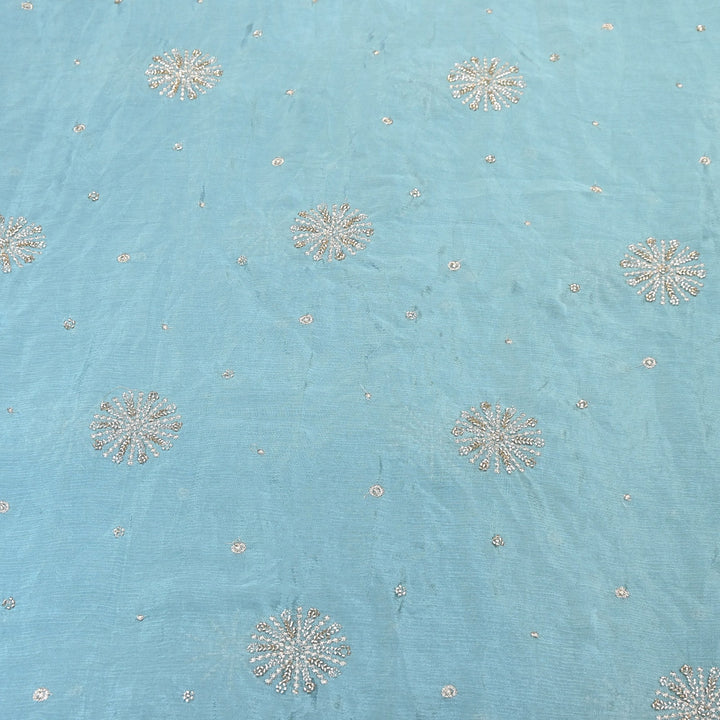 Chinon Zari & Moti Work Embroidery Fabric | Designer Fabric - V2615C-2