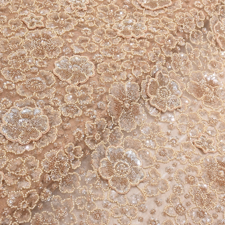 Premium Net Moti & Sequins Embroidery Fabric | Designer Fabrics | V2791C-05
