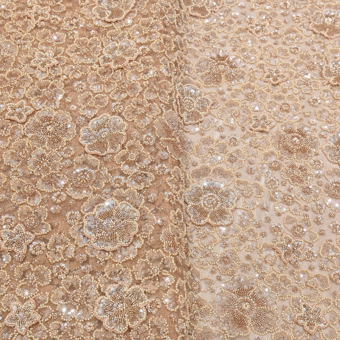 Premium Net Moti & Sequins Embroidery Fabric | Designer Fabrics | V2791C-05