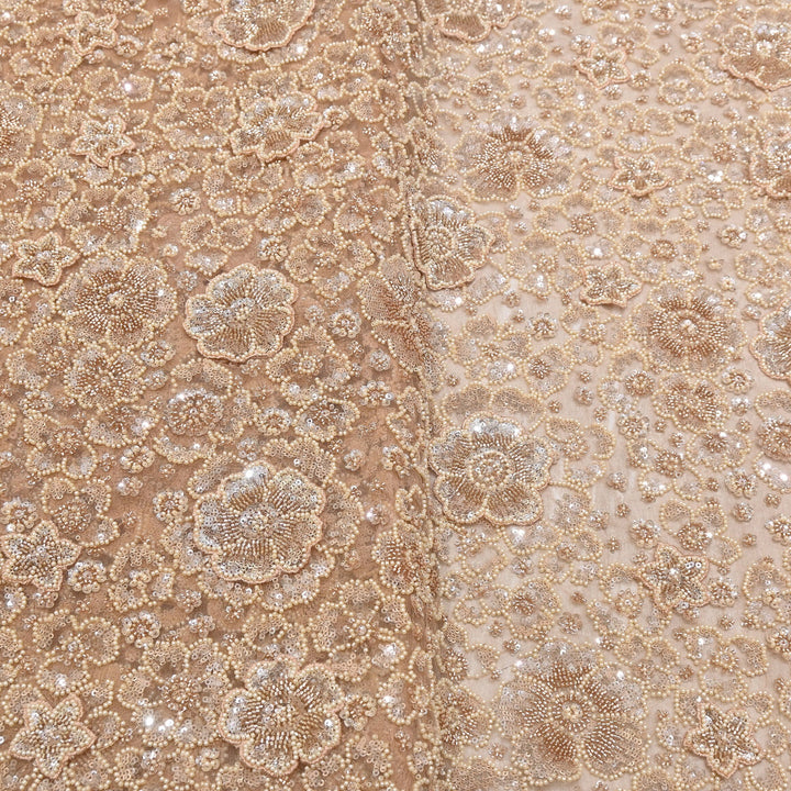 Premium Net Moti & Sequins Embroidery Fabric | Designer Fabrics | V2791C-05