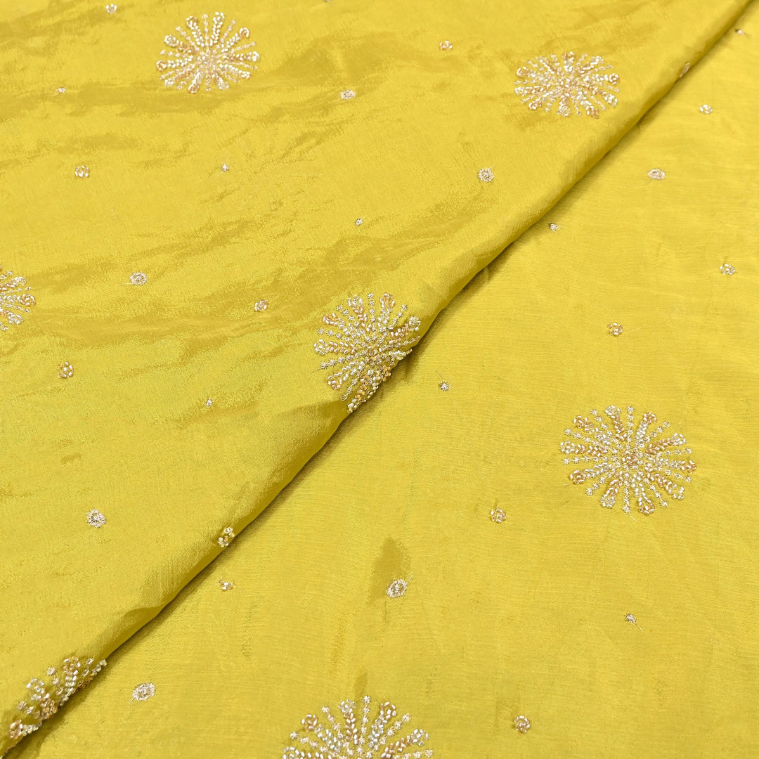 Chinon Zari & Moti Work Embroidery Fabric | Designer Fabric - V2615C-3
